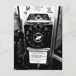Antike Telefonkabine auf Postkarte