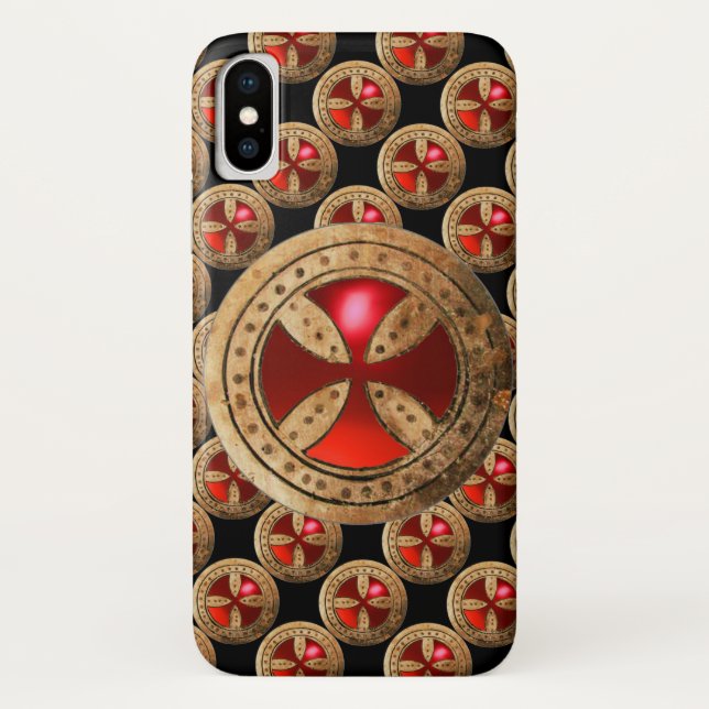 ANTIKE TEMPLAR CROSS Red Ruby Gem Case-Mate iPhone Hülle (Rückseite)