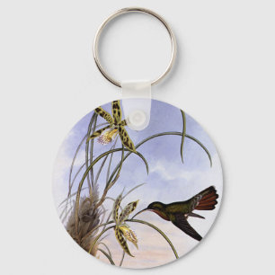 Antike Tiere, Kolibri-Vogel-Orchideen-Blumen Schlüsselanhänger
