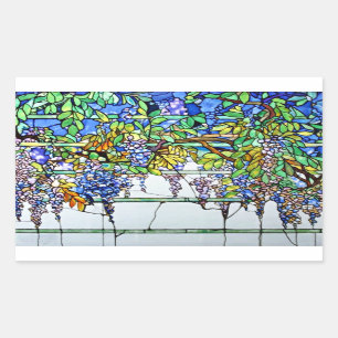 Antike Tiffany-Buntglas-Wisteria-Blumen Rechteckiger Aufkleber
