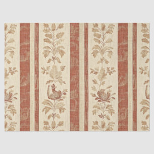 Antike Toile de Jouy Blumenstreifen mit Huhn (1) Seidenpapier