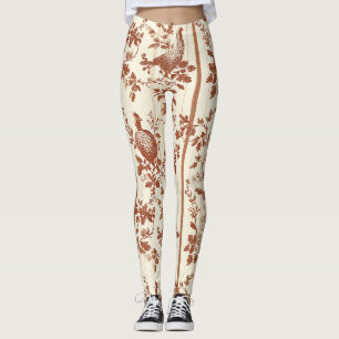 Antike Toile de Jouy Blumenstreifen mit Huhn (9) Leggings