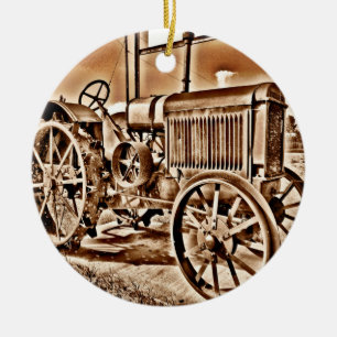 Antike Traktor-Landwirtschaftsgeräte Klassisches S Keramik Ornament