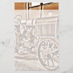 Antike Traktorenanlage Klassische Sepia Briefpapier