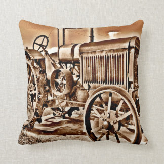 Antike Traktorenanlage Klassische Sepia Kissen