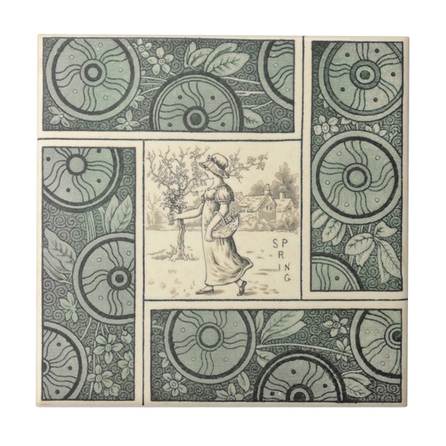 Antike Transferware der Wiedergabe-VT0049 Fliese (Vorderseite)