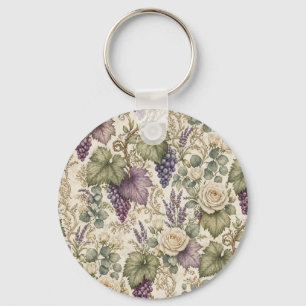 Antike Trauben, Lavendel und weiße Rosen Schlüsselanhänger