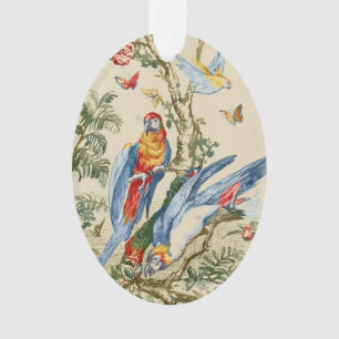 Antike tropische Papageien- und Schmetterlings-Fin Ornament