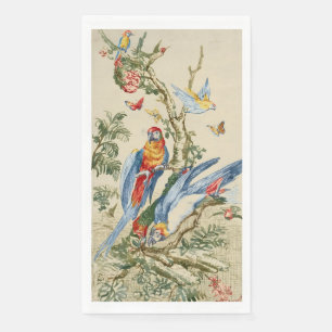 Antike tropische Papageien- und Schmetterlings-Fin Serviette