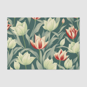 Antike Tulpen Botanisches Muster Seidenpapier