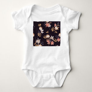 Antike Tulpen, dunkler violetter Hintergrund Baby Strampler