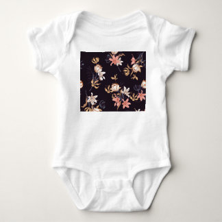 Antike Tulpen, dunkler violetter Hintergrund Baby Strampler