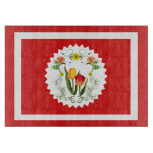 Antike Tulpen Rot  Schneidebrett