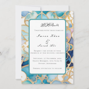 Antike Türkis Arabeske muslimische Hochzeitskarte Save The Date