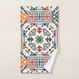 Antike türkisch-orientalische Farbe Kilim Rug Badhandtuch Set