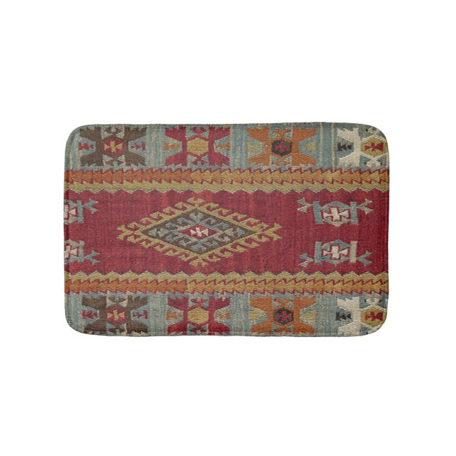 Antike türkische Kilim Tepet Rug Badematte (Vorderseite)