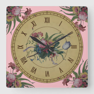 Antike Uhr mit Blumen
