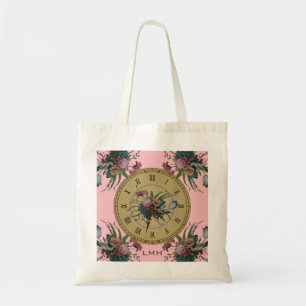Antike Uhr mit Blumen Tragetasche