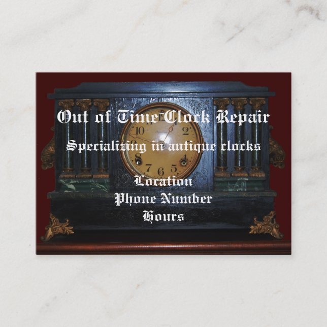 Antike Uhr-Reparatur-Visitenkarte Visitenkarte (Vorderseite)