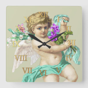 Antike Uhr Römische Ziffern Cherub Aqua