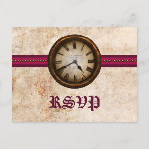 Antike Uhr RSVP-Postkarte, Fuchsia Einladungspostkarte