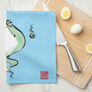 Antike Ursprungsgeschichte Grumpy Frog Japanische  Geschirrtuch