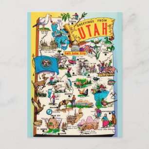 Antike Utah-Karte Postkarte