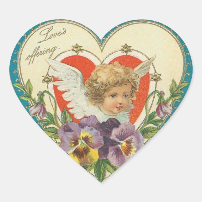 Antike Valentine-Herzkleber Herz-Aufkleber (Vorderseite)