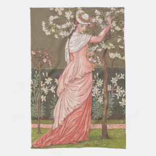 Antike Valentinskarte mit Blumenmotiv, viktorianis Geschirrtuch