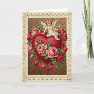 Antike Valentinskarte mit Cupid Karte