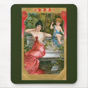 Antike Valentinstag, viktorianische Dame mit Cheru Mousepad