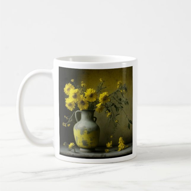 Antike Vase der gelben Blumen Kaffeetasse (Links)