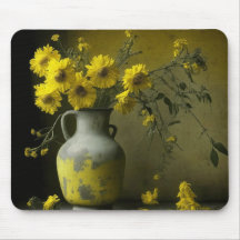 Antike Vase der gelben Blumen