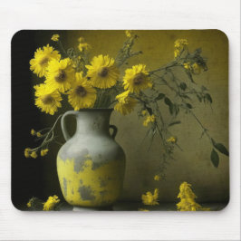 Antike Vase der gelben Blumen Mousepad