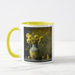 Antike Vase der gelben Blumen Tasse