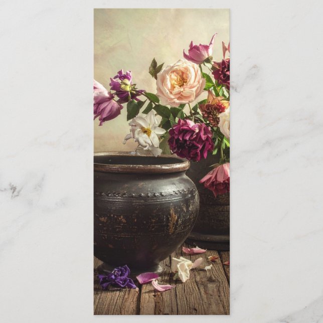 Antike Vase mit Blumen Menükarte (Vorderseite)