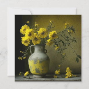 Antike Vase mit gelben Blumen