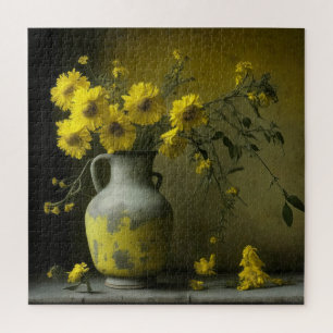 Antike Vase mit gelben Blumen