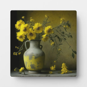 Antike Vase mit gelben Blumen Fotoplatte