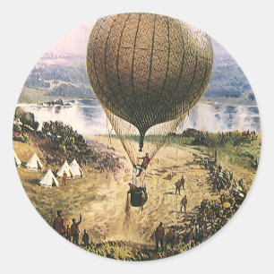Antike Verkehrsmittel, Heißluftballon-Luftschiffe Runder Aufkleber