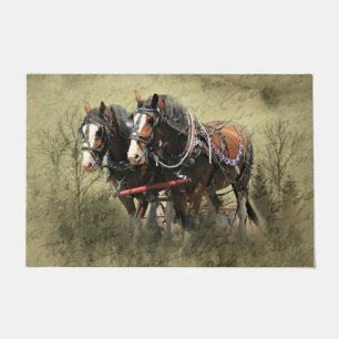 Antike verwitterte Clydesdale-Postkarte Fußmatte