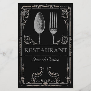 Antike verzierte Silberlöffel Gabel Restaurant Caf Flyer