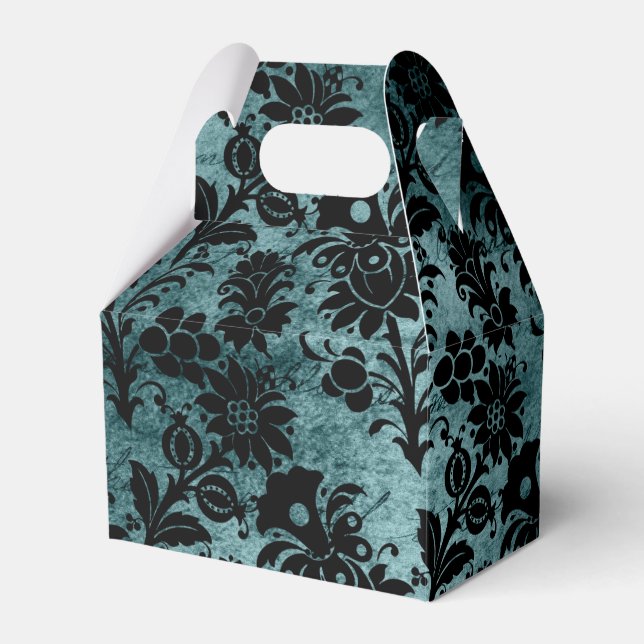 Antike Viktorianische Aquamarine und schwarze Dama Geschenkschachtel (Vorderseite)