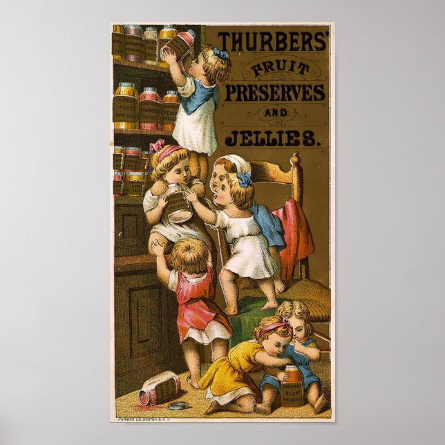 Antike Viktorianische Ära 1850 Obstreserven und Ad Poster (Vorne)