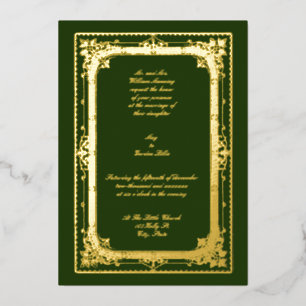 Antike viktorianische Ära 1870er Hochzeit Folieneinladung