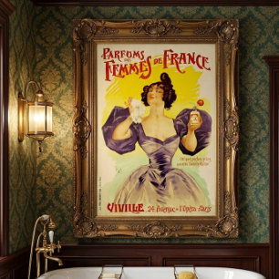 Antike viktorianische Ära 1896 französische Parfüm Poster