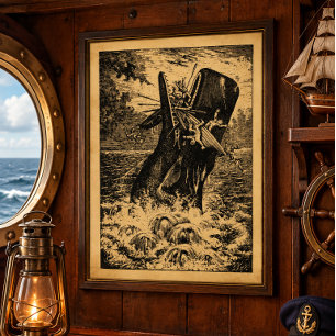 Antike viktorianische Ära Walangriff nautisch Poster