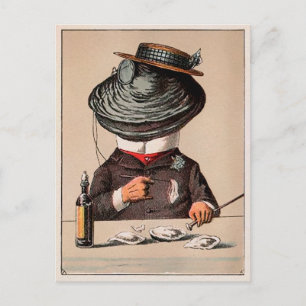 Antike viktorianische Austern essende Austern-Post Postkarte