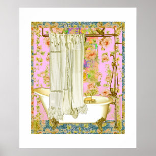 Antike viktorianische Badewanne Messingarmaturen R Poster