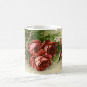 Antike viktorianische Blumen, rote Rosen Kaffeetasse